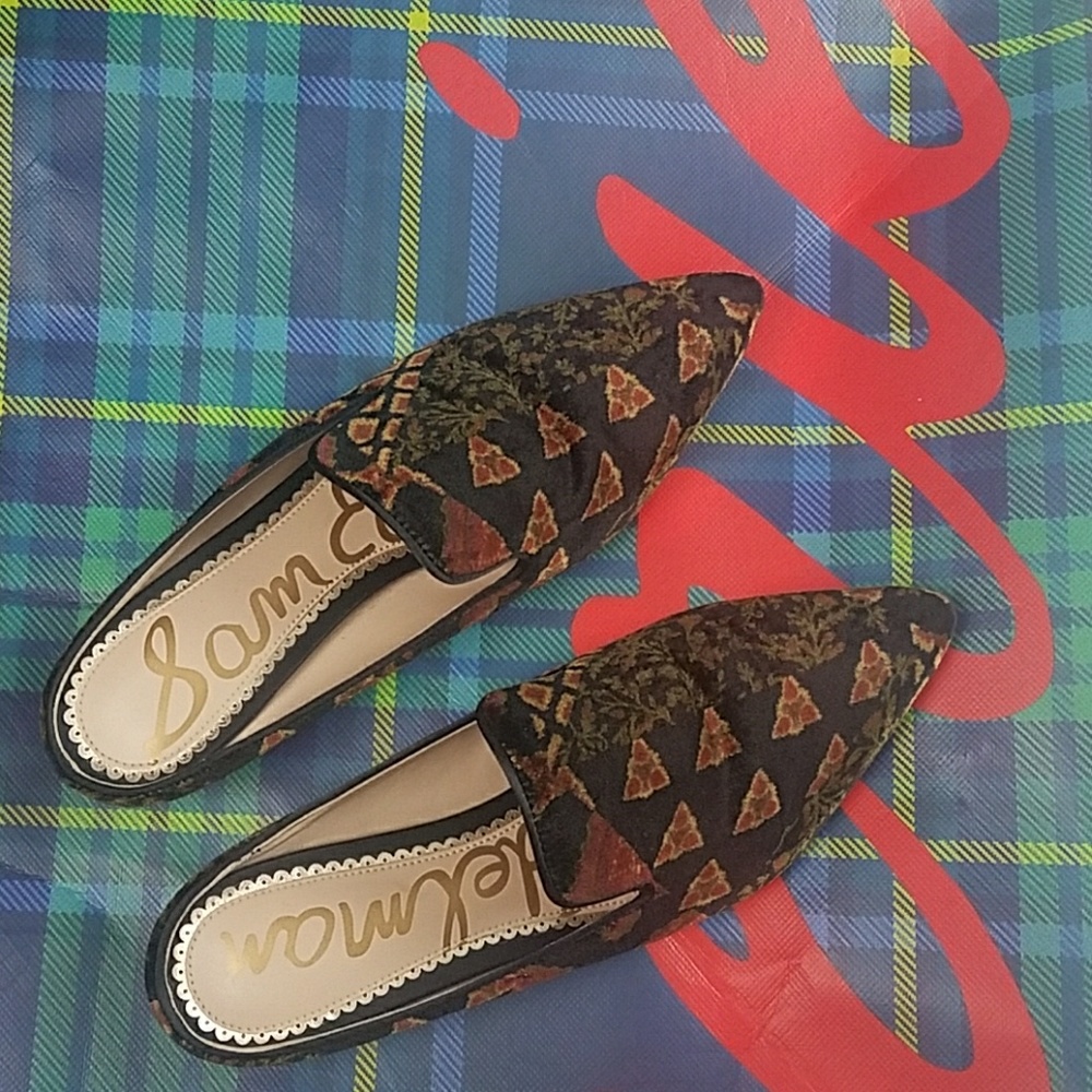 Sam edelman velvet pointie toe mules flats loafers
